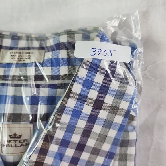 Peter Millar Mens XL Crown Sport Long Sleeve Button Down Tattersall Blue Brown - Picture 11 of 11